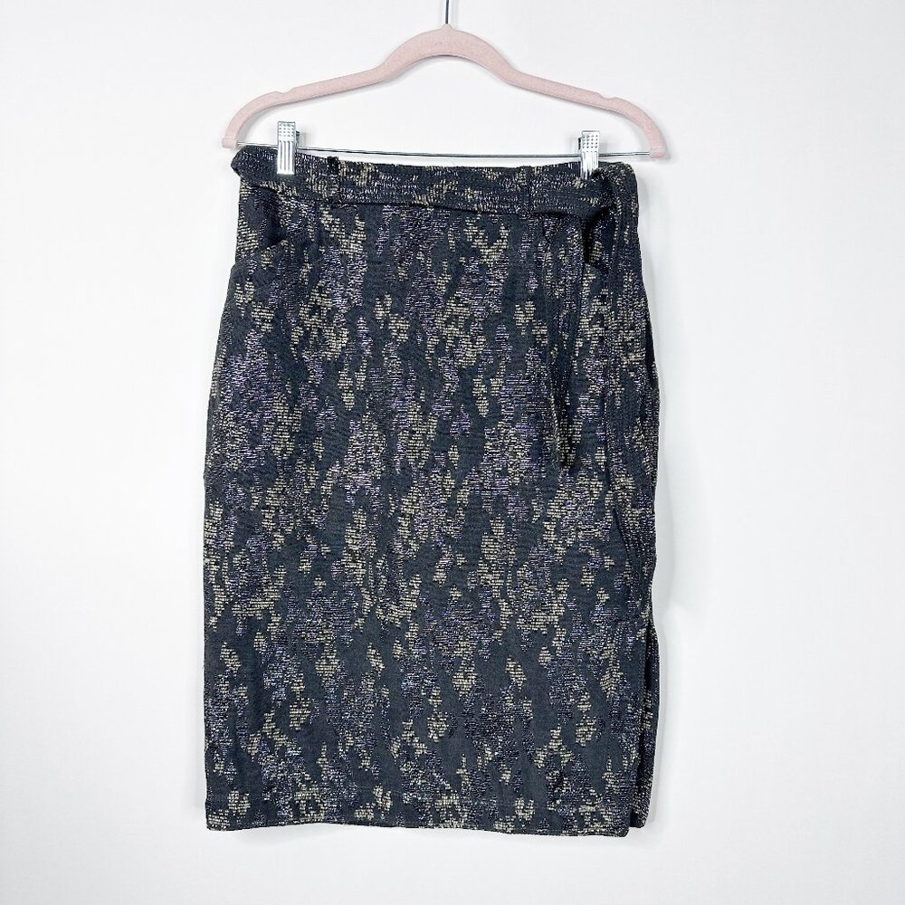 2/$30 Banana Republic Jacquard Belted Pencil Skirt Floral Charcoal 2 #A1684 - Picture 3 of 8